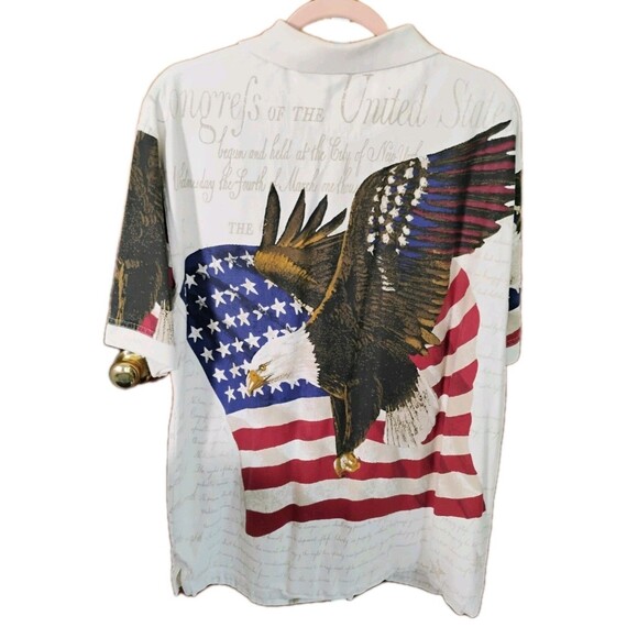 American Summer Clothing Co. Men's Polo Shirt Eagle & US Flag, Size L - Picture 2 of 9